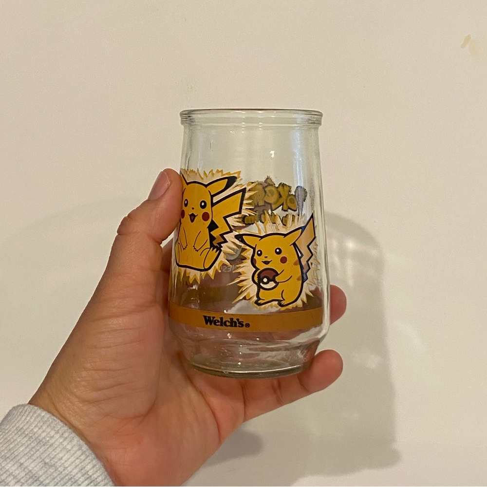 Vintage 1999 Welch's jelly jar Pokémon character Pikachu Glass Cup